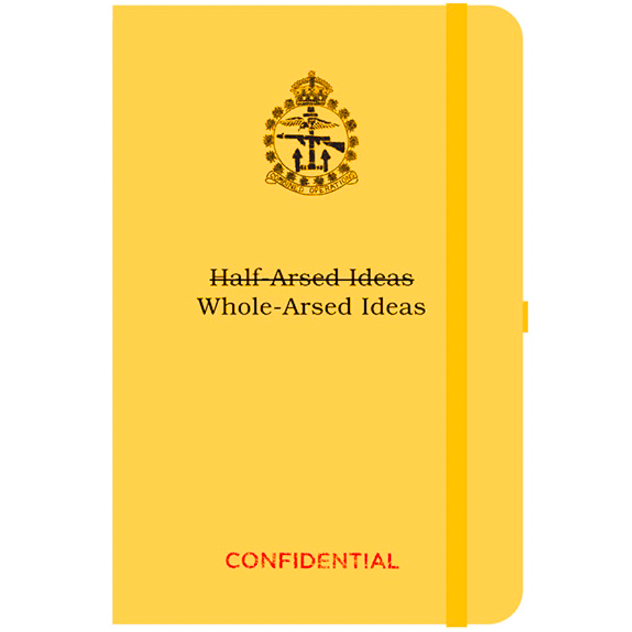 "Whole-Arsed Ideas" Notebook